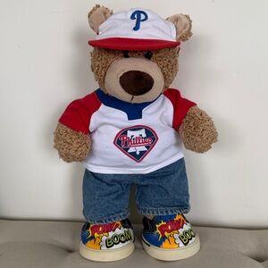 Build-A-Bear Phillies Bear MLB Genuine Merchandise Shirt - Hat - Batman Sneakers